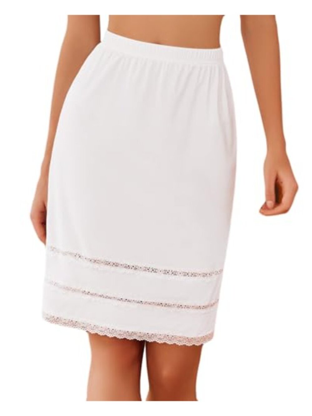 Half Slip Underskirt Lace Trim Knee Length Nylon Spandex
